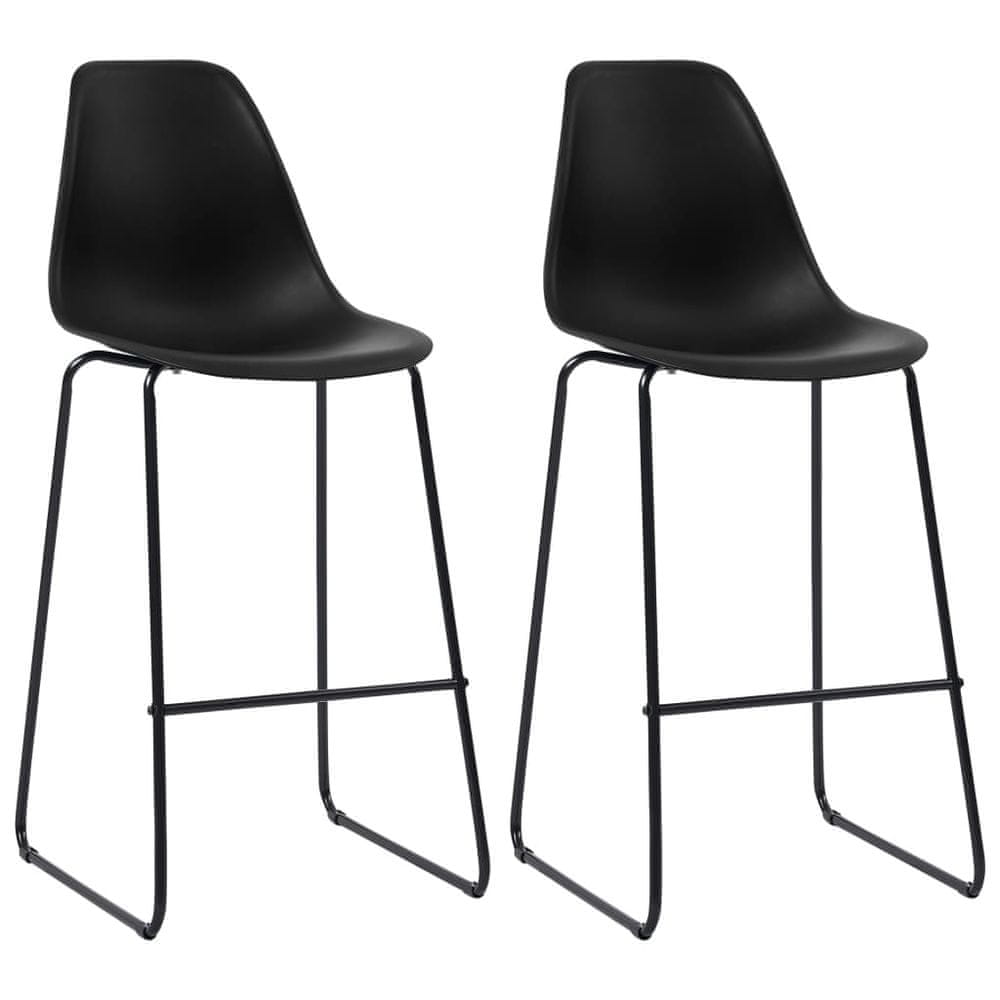 Vidaxl Barové stoličky 2 ks, čierne, plast